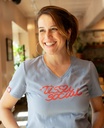 CENTRAIDE - 4319W T-shirt col V femme (BLEU) - SE. S16062 (AV) + SE. S16063 (DOS) + ETT. ETT1058 (MD)