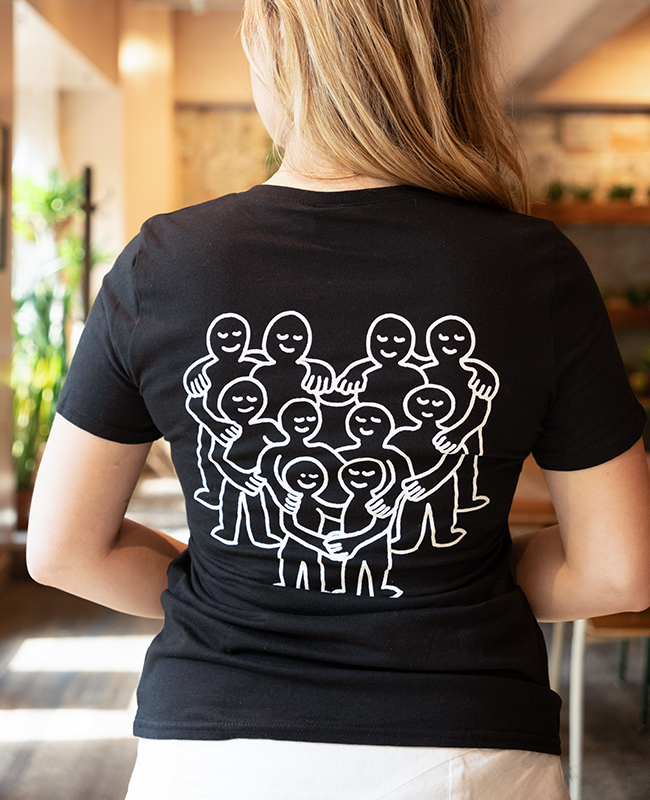 CENTRAIDE TISSUS SOCIAL - 4319W - T-shirt col V femme (NOIR) - SE. S16062 (AV) + SE. S16063 (DOS) + ETT. ETT1058 (MD)