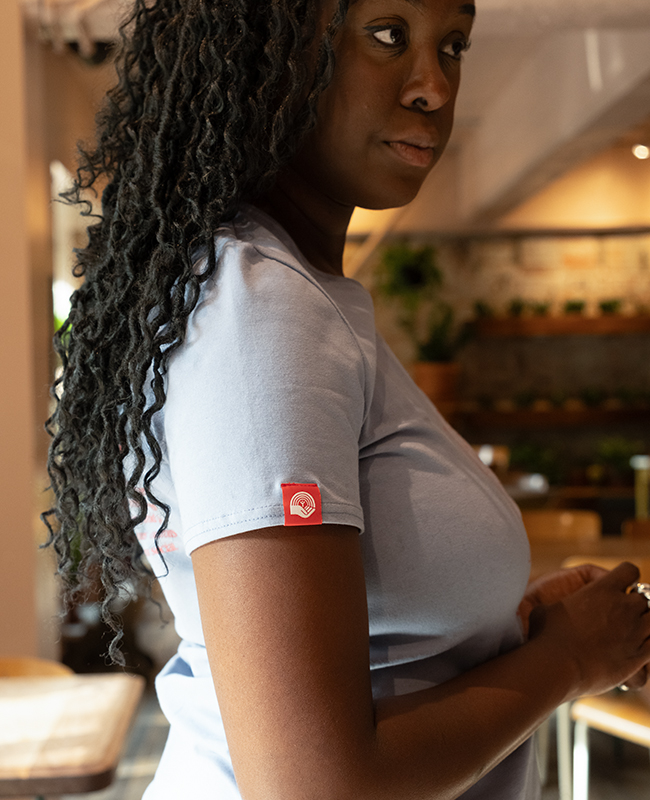 CENTRAIDE - 4319W T-shirt col V femme (BLEU) - SE. S16064 (AV) + SE. S16065 (DOS) + ETT. ETT1058 (MD)