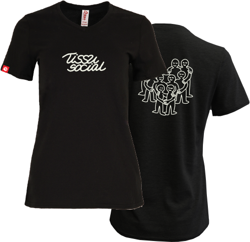 CENTRAIDE TISSUS SOCIAL - 4319W - T-shirt col V femme (NOIR) - SE. S16062 (AV) + SE. S16063 (DOS) + ETT. ETT1058 (MD)