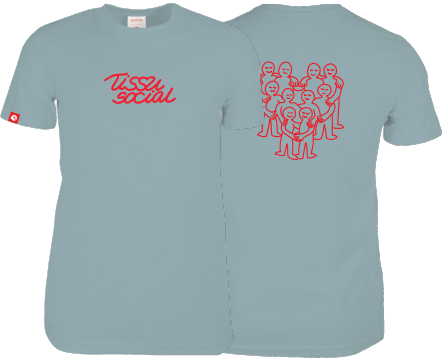 CENTRAIDE TISSUS SOCIAL - 2106U T-shirt coton unisexe (BLEU) - SE. S16062 (AV) + SE. S16063 (DOS) + ETT. ETT1058 (MD)