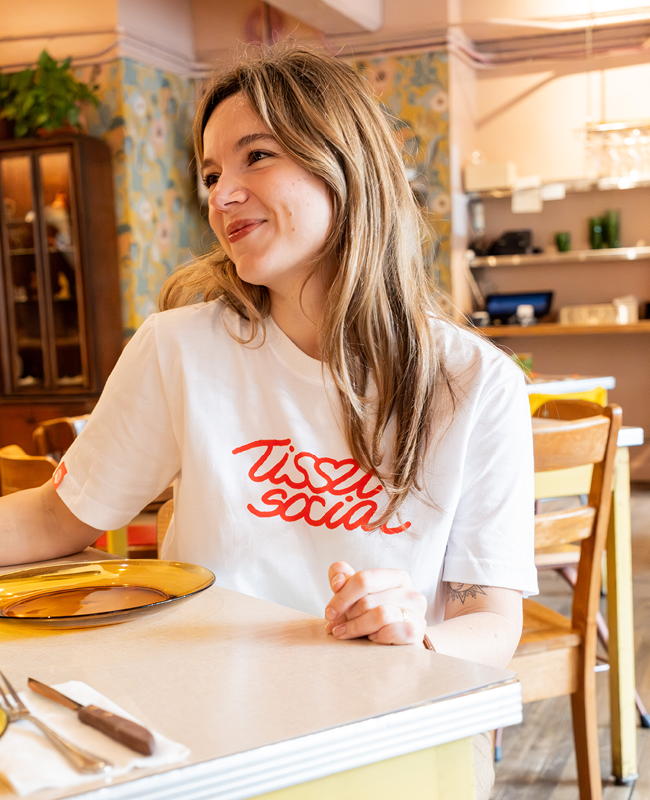 CENTRAIDE TISSUS SOCIAL - 2106U T-shirt coton unisexe (BLANC) - SE. S16062 (AV) - SE. S16063 (DOS) - ETT. ETT1058 (MD)